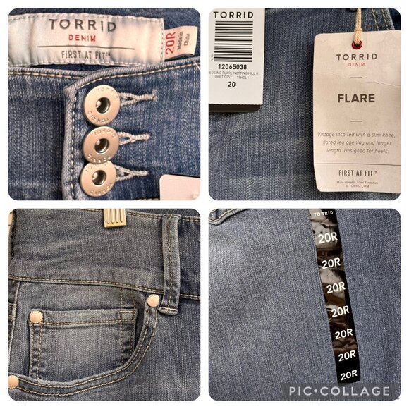 Torrid Denim Flare Jeans Vintage-Inspired Slim Knee & Flared Leg 20R Medium Wash - Picture 3 of 15
